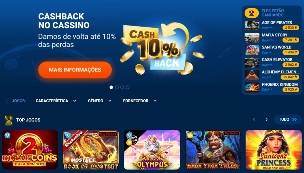 Online casino games at Mostbet in Portugal.
