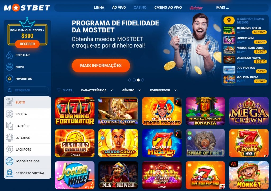 As melhores slot machines da Mostbet em Portugal.